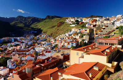 High angle view of residential district