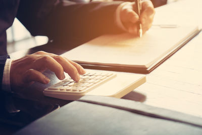 Man using laptop on table