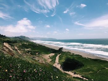 Scenic view of beach against sky