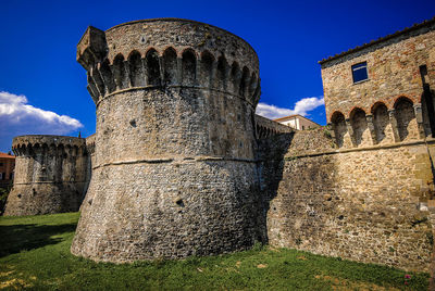 Low angle view of built structure against sky