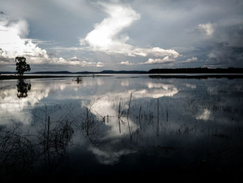 Scenic view of lake against sky