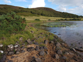 Scenic view of stream against sky