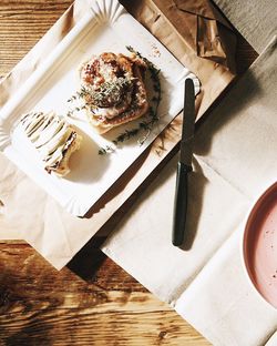 High angle view of food on table