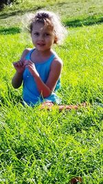 Girl playing on field