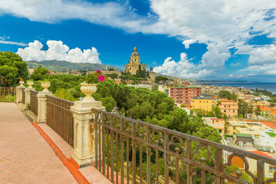 High angle view of townscape against sky