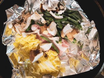 High angle view of food on table