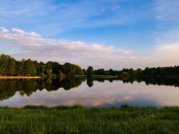 Scenic view of lake against sky