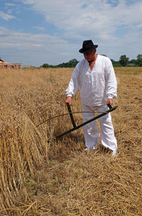 Man working on field