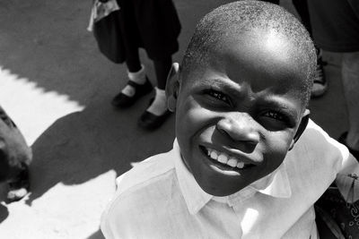 High angle portrait of smiling boy