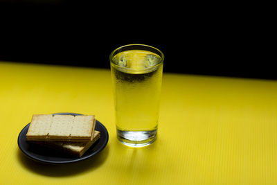 High angle view of drink on table