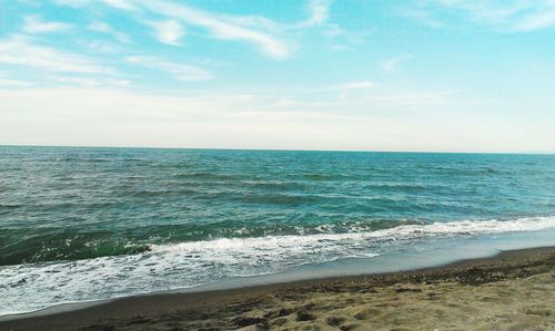 Scenic view of sea against cloudy sky