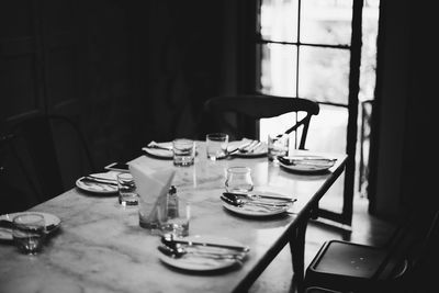 Close-up of empty dining table in restaurant