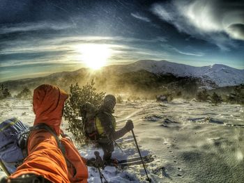 Scenic view of mountains against sky