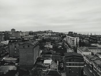 High angle view of townscape against sky