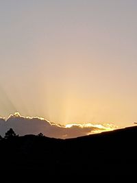 Scenic view of silhouette mountains against sky during sunset