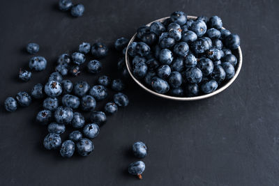 High angle view of fruits in container on table
