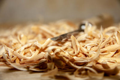 Close-up of wheat on table