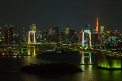 Illuminated city at night