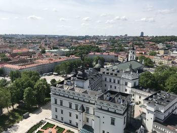 High angle view of townscape against sky