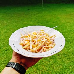 Close-up of hand holding food