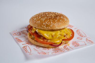 Close-up of burger in plate