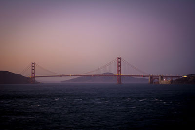 View of suspension bridge at night