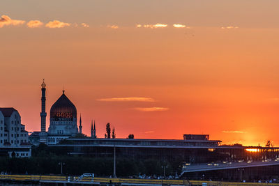 View of buildings against sky during sunset