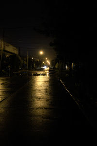 Wet street at night