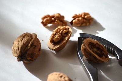 High angle view of breakfast on table