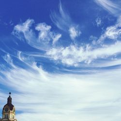 Low angle view of built structure against blue sky