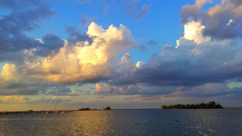 Scenic view of sea against cloudy sky