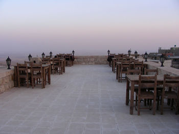 Panoramic view of sea against clear sky