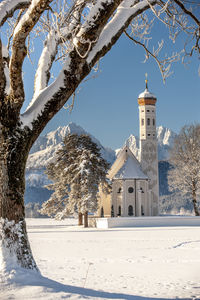 Famous pilgrimage church st. coloman in bavaria at winter