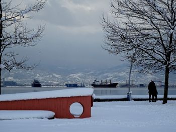 Scenic view of snow covered landscape