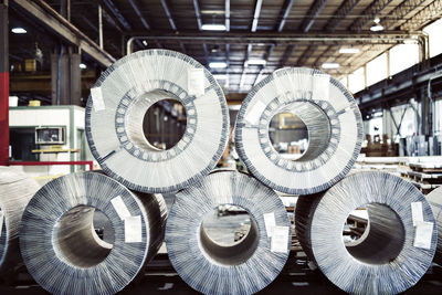 Rolled up steel sheets at industry