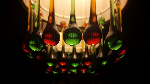 Close-up of illuminated christmas lights on table