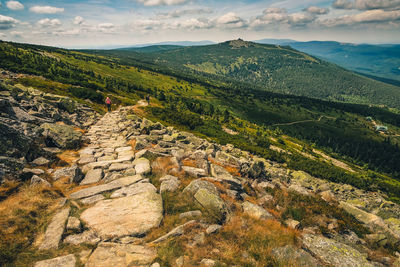 High angle view of landscape against sky