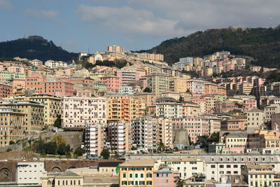 High angle view of townscape against sky