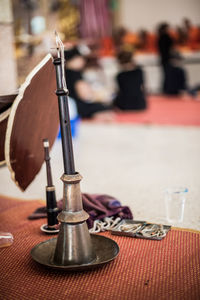 Close-up of flute on table