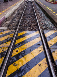 High angle view of railroad tracks