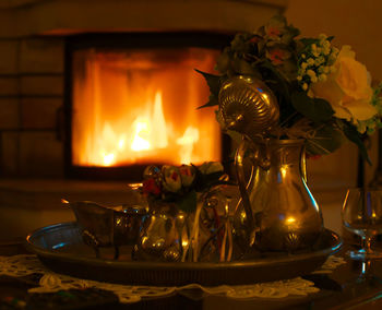 Close-up of flower on table at home
