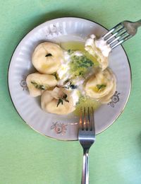 Directly above shot of food in plate