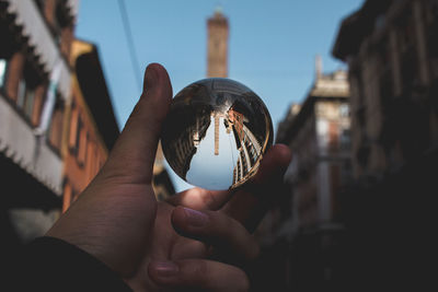 Bologna towers, upside down with lensball 