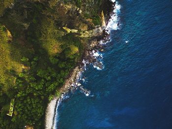 Aerial view of rocks and sea