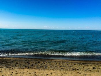 Scenic view of sea against blue sky