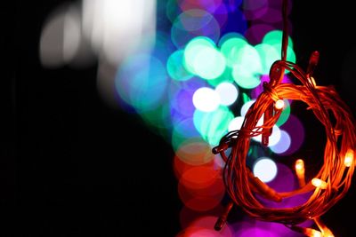 Close-up of illuminated christmas lights