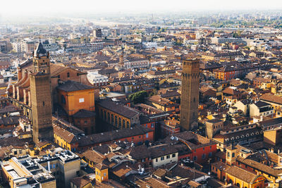 High angle view of buildings in city