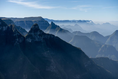 Scenic view of mountains against cloudy sky