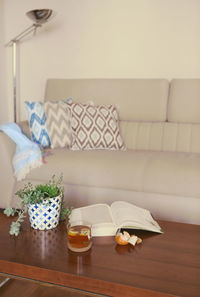 Table and chairs on sofa at home