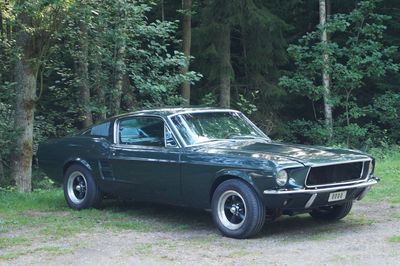 Vintage car on field